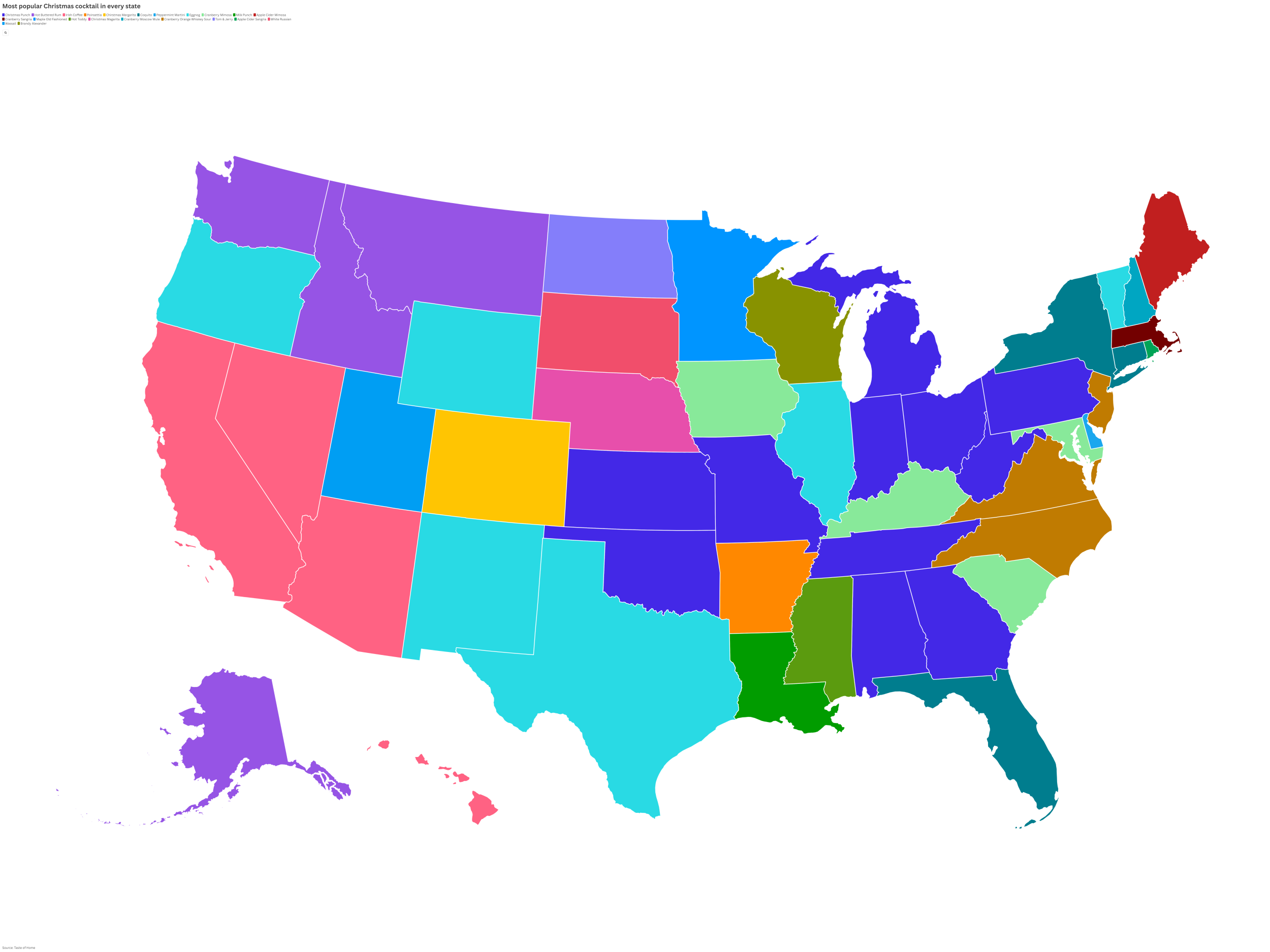 Map Shows Most Popular Christmas Cocktail in Every State ...Middle East