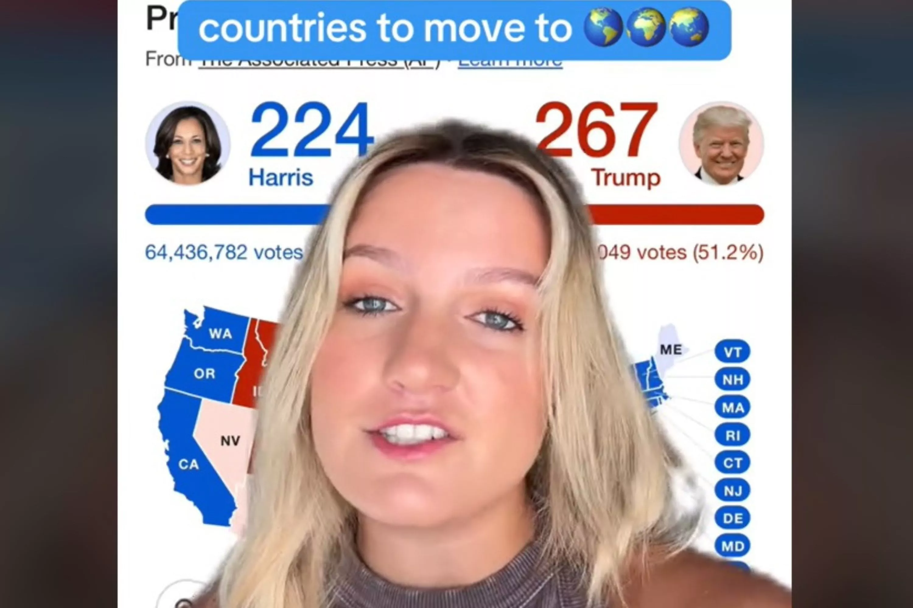 Woman asks ChatGPT what countries can you move to after U.S. election