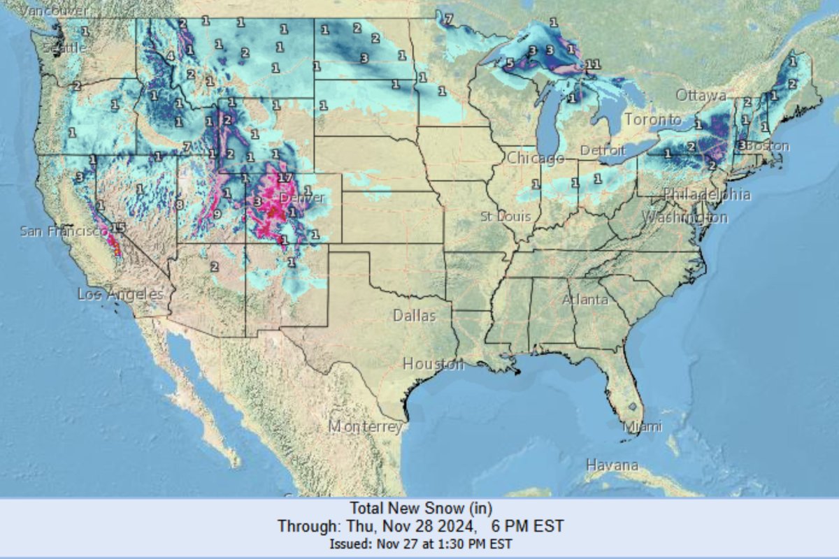 New snow at 6pm EST