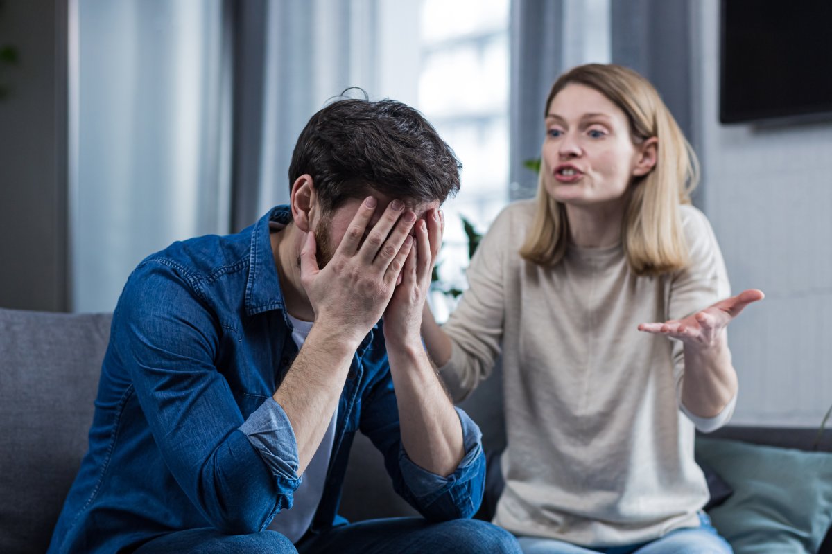 Stock image of man and woman arguing.