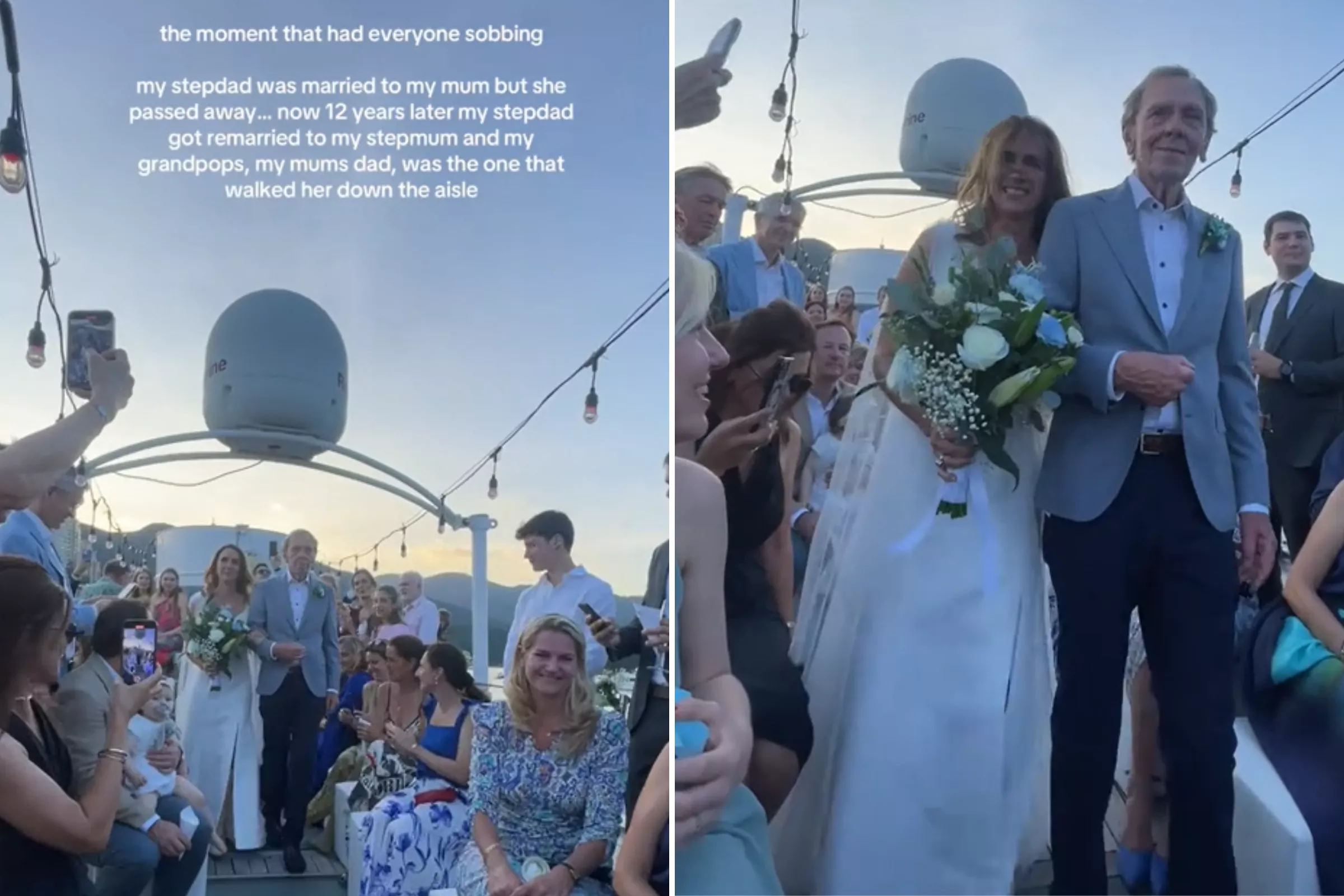 Tears at reason man walks his son-in-law's new bride down aisle