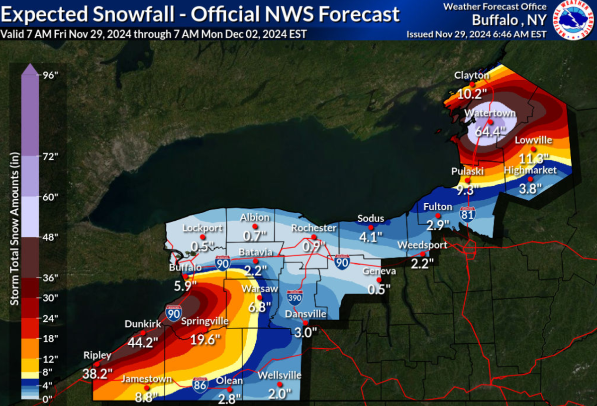 Map Shows New York Cities That Could Get Up to 5 Feet of Snow - Newsweek