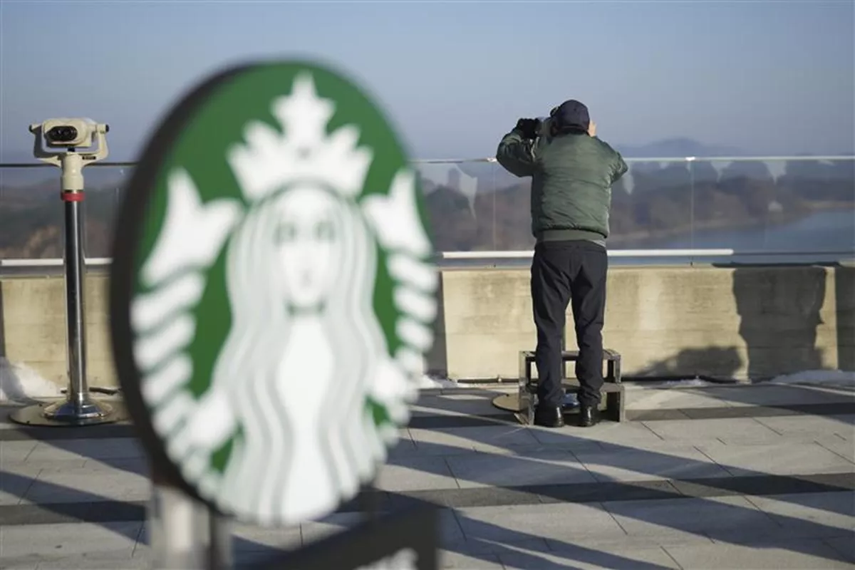 New Starbucks branch boasts rare view into North Korea