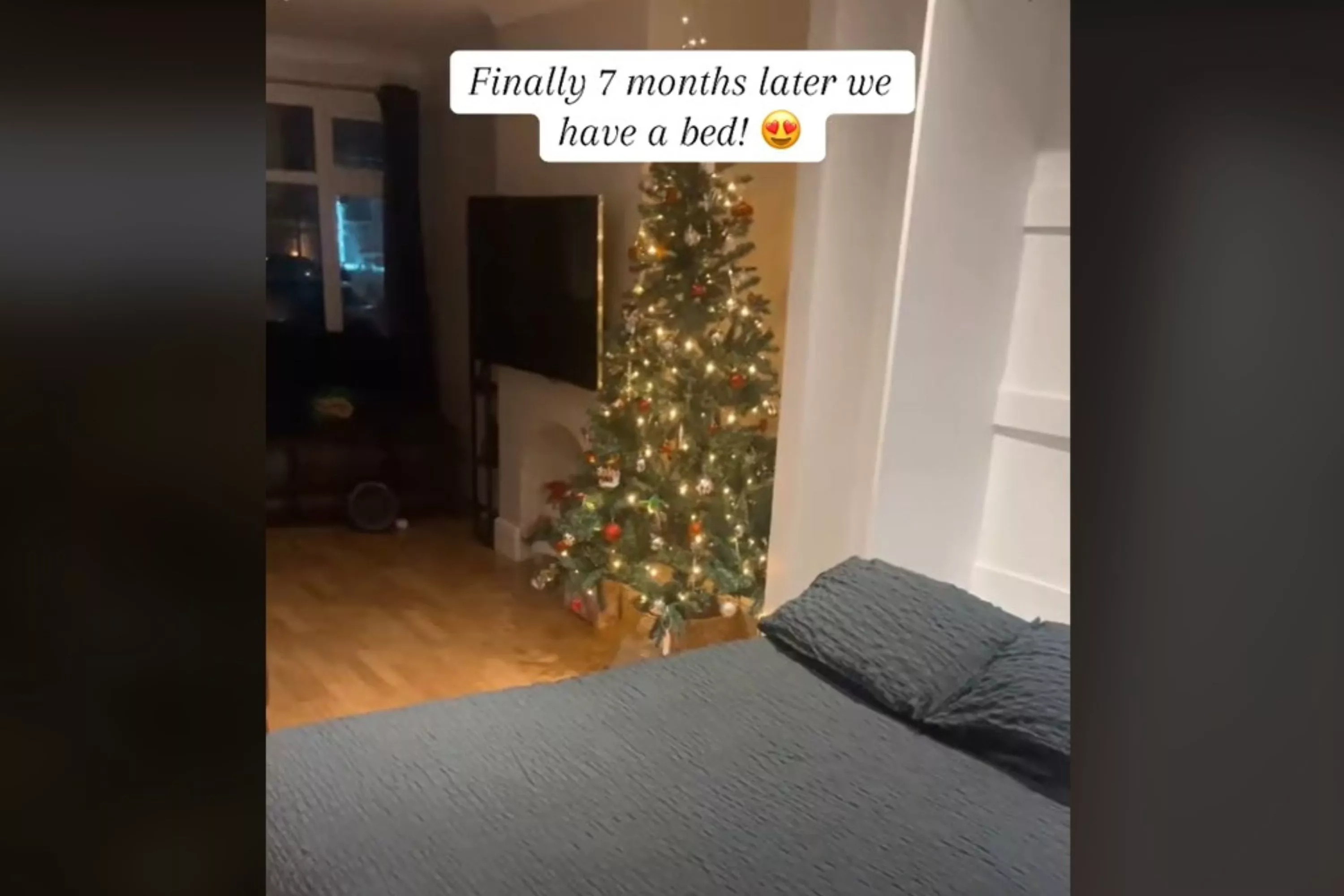 Parents who sacrificed their room for kids finally have real bed again