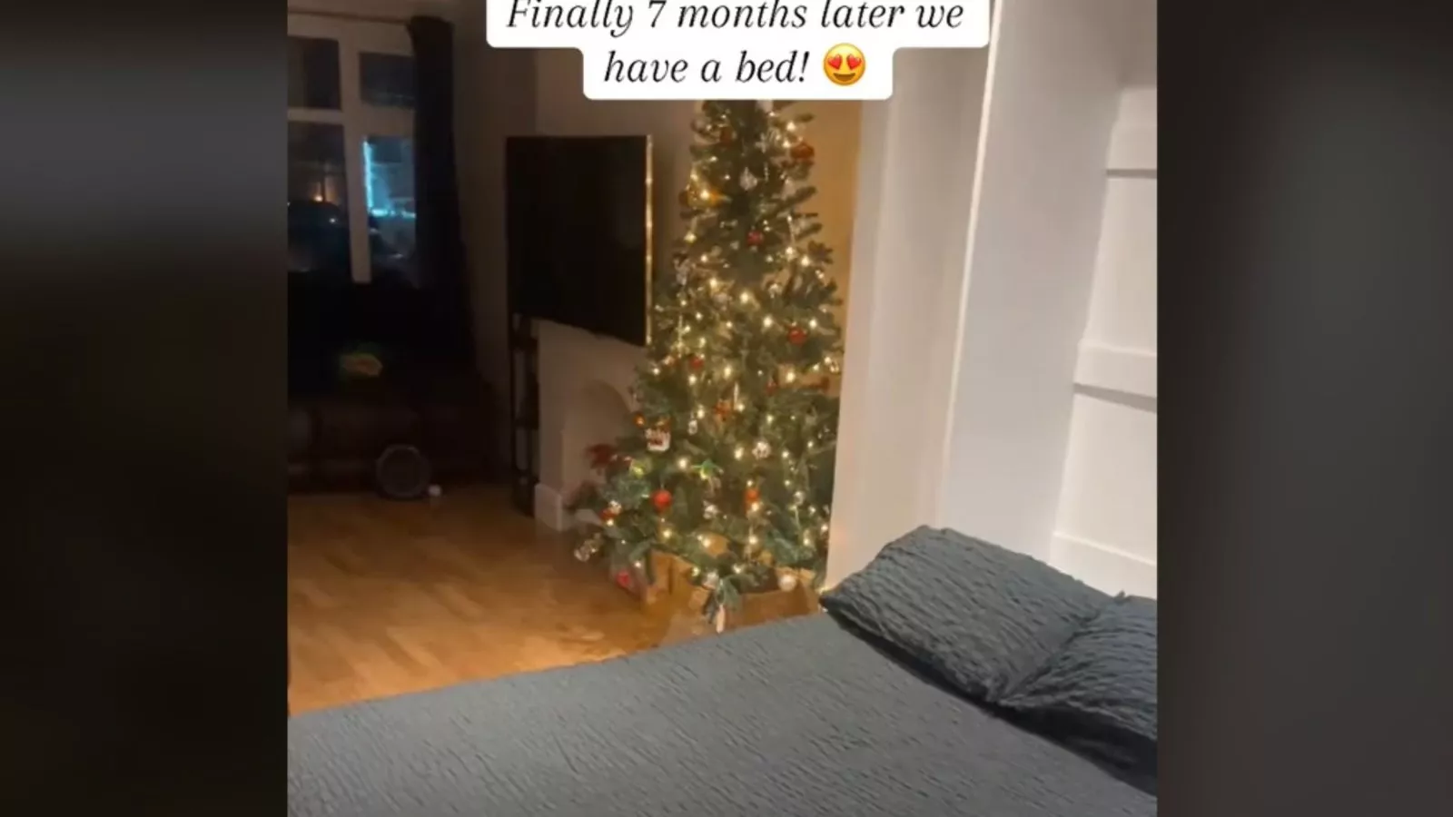 Parents who sacrificed their room for kids finally have real bed again
