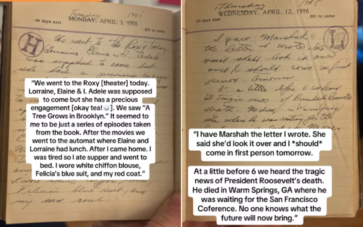 Roosevelt's death, WW2 -- Read unearthed diary of teen girl living in 1945 NYC