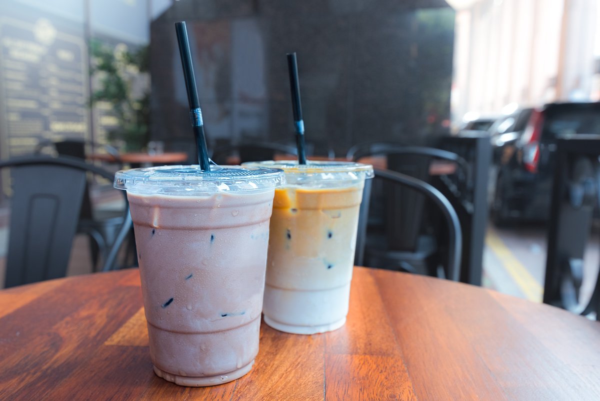 Iced mocha and iced latte coffee