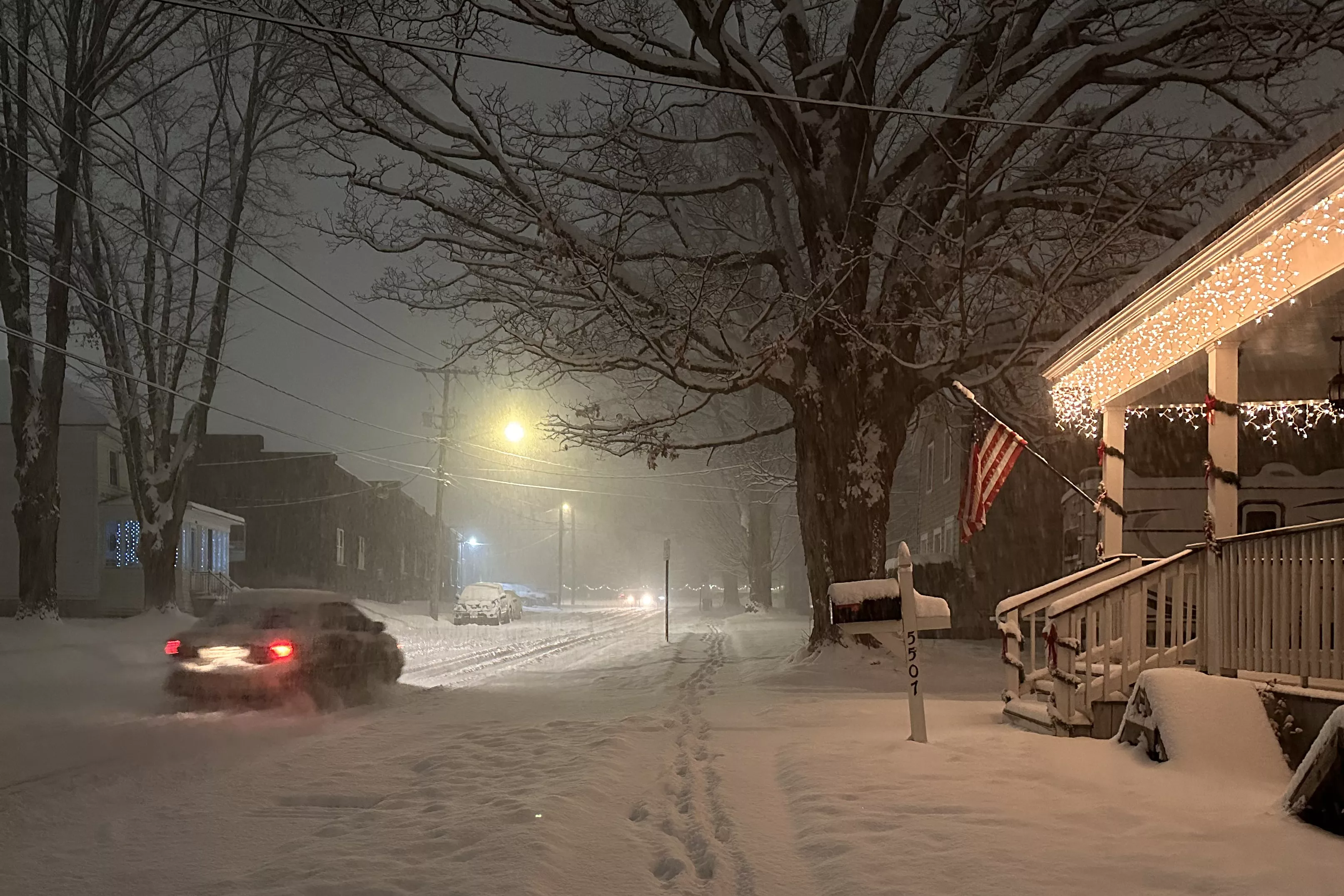 Winter weather warnings in nine states as "heavy lake effect snow" hits