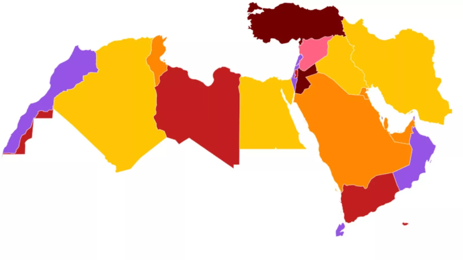 Map shows Middle East alliances: Russia, Iran, Israel, Syria
