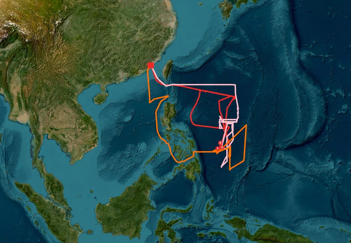 Map shows Chinese "spy ships" probing US ally's borders