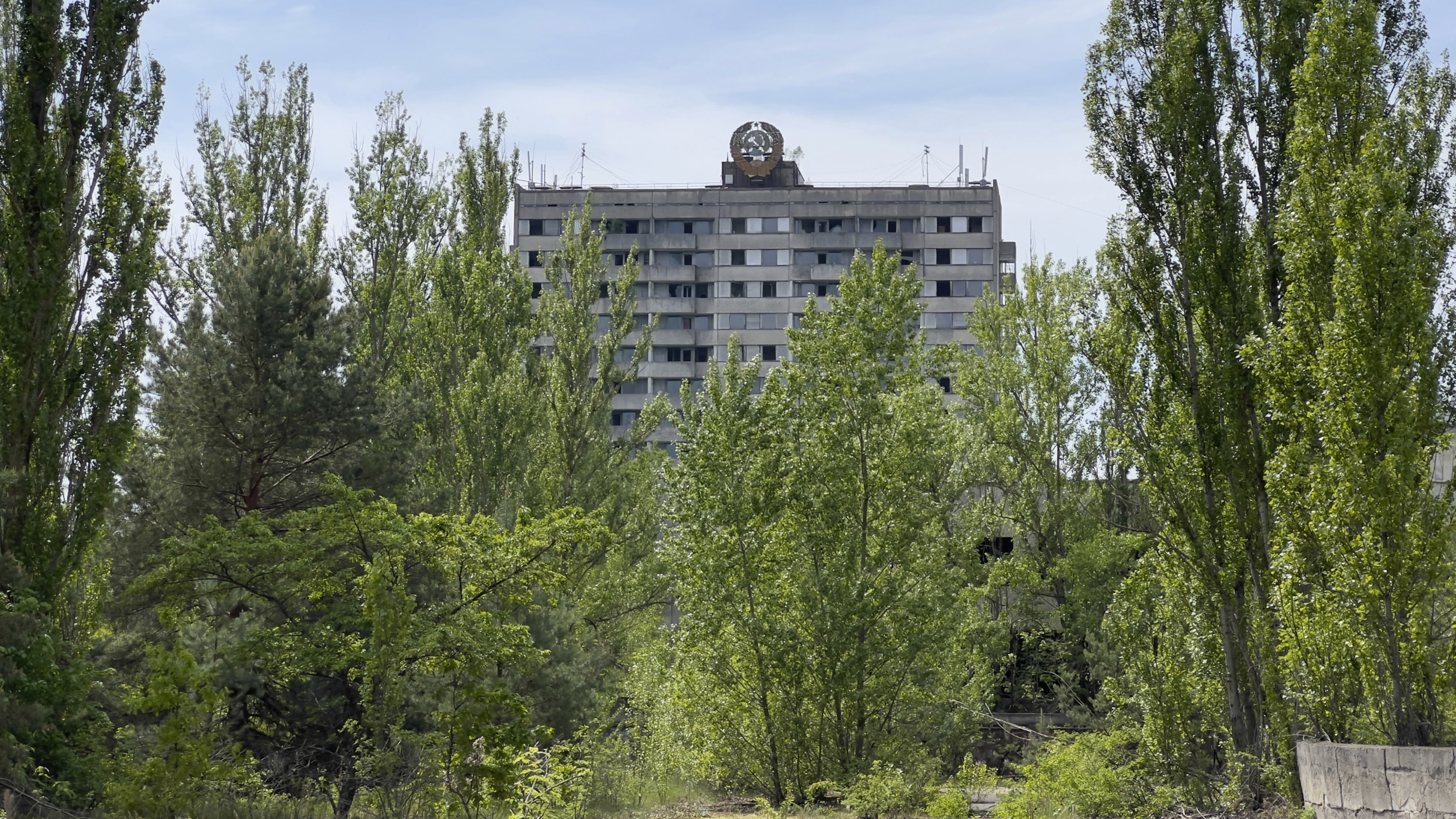 The tallest building in the abandoned city of Pripyat, near Chernobyl, in the exclusion zone after the nuclear disaster. (Associated Press)