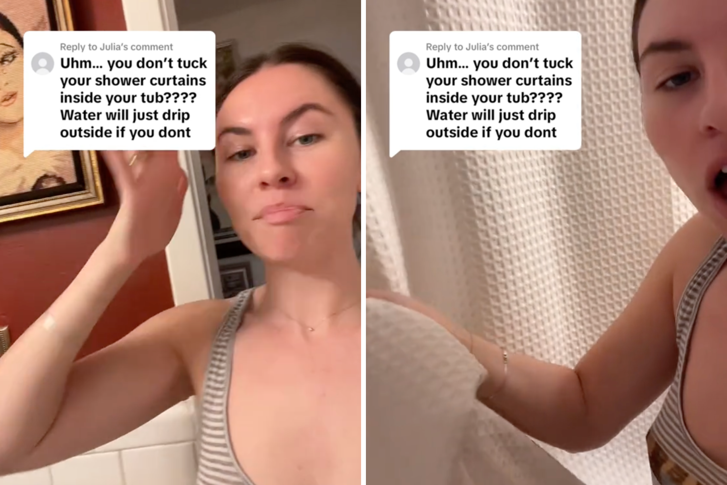 Woman accidentally sparks viral debate over shower curtains: 