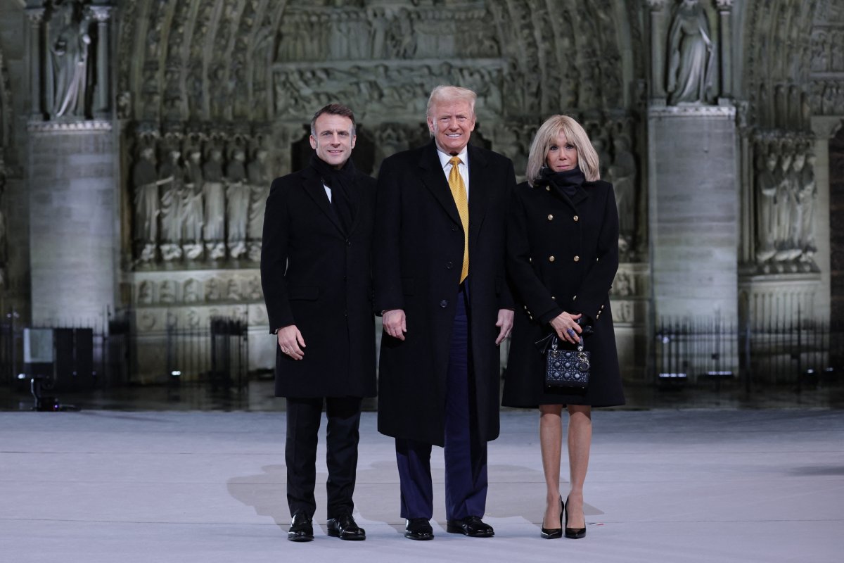 Emmanuel Macron, Donald Trump and Brigitte Macron