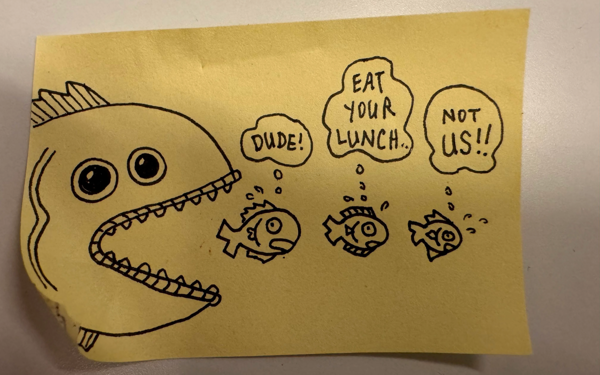 A fish-themed lunch doodle.