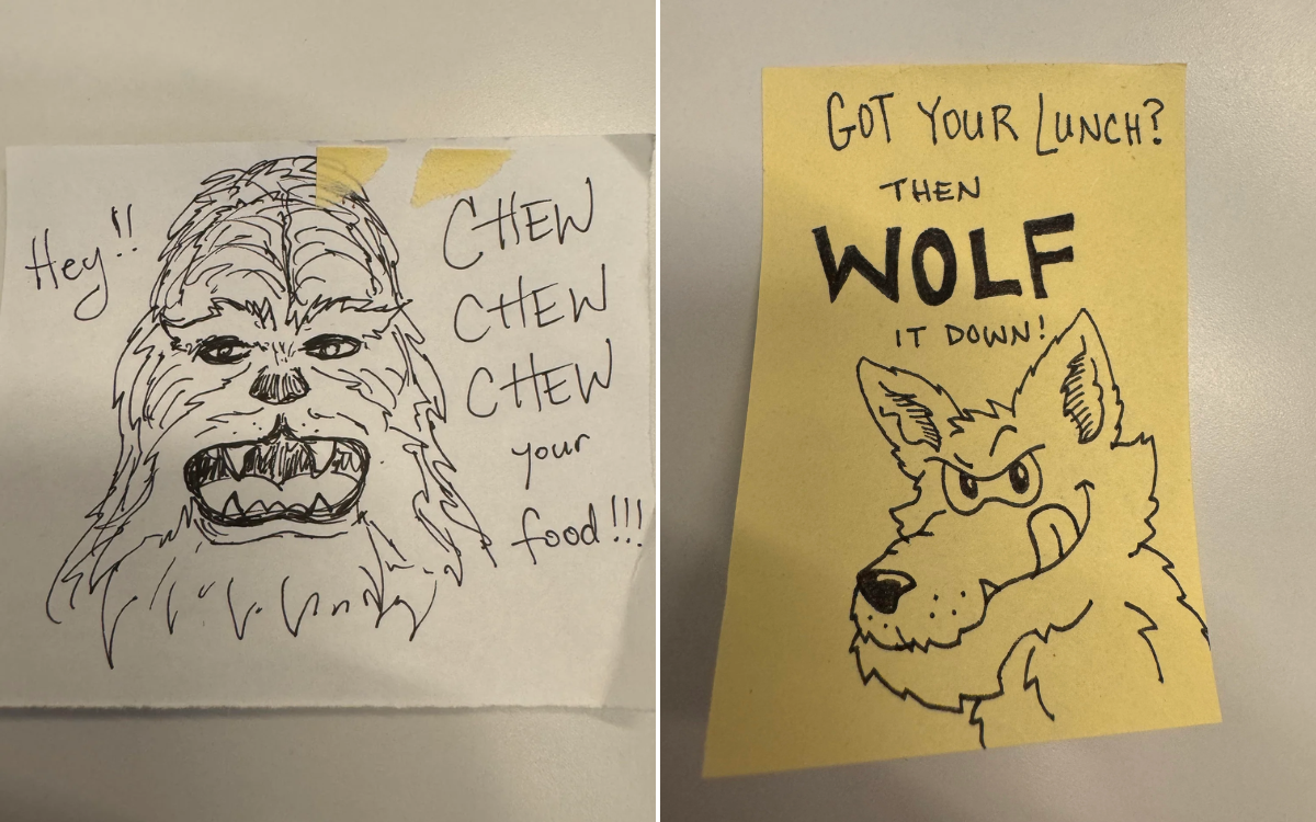 Stars Wars and Wolf themed doodles.