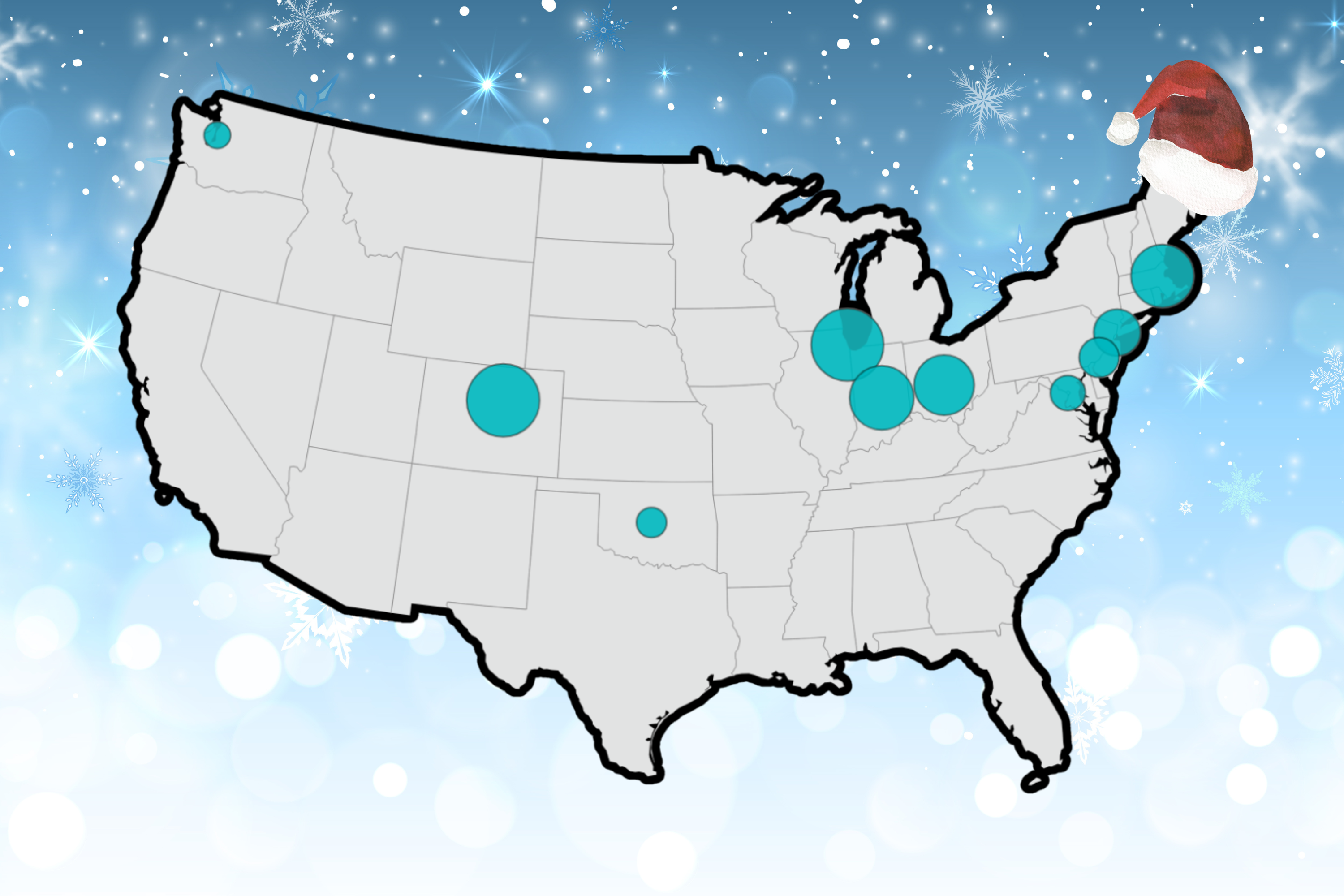 Map Reveals Major Cities Most Likely to Get a White Christmas