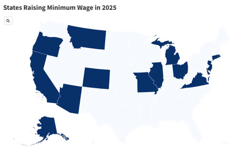 Map Shows States Raising Minimum Wage In 2025 Middle East