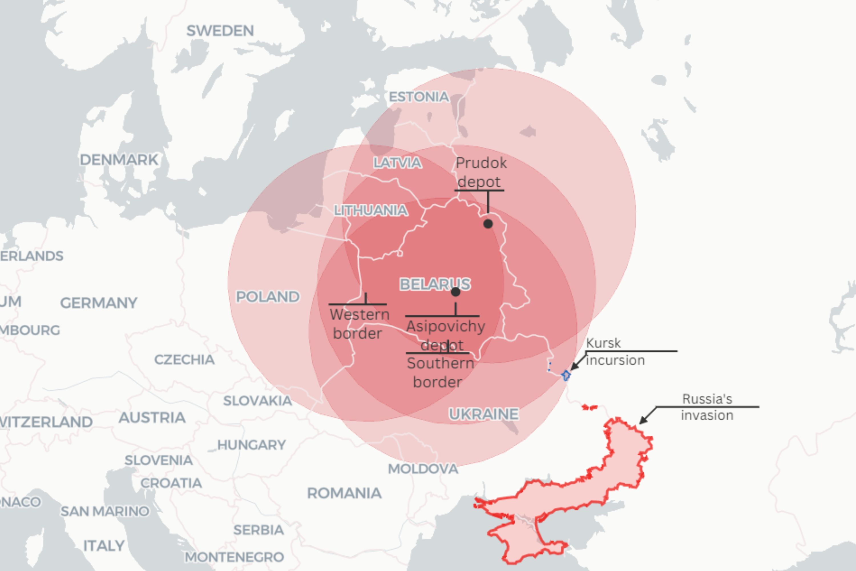 Map Shows Range of Russian Nukes Moved Closer to NATO Countries
