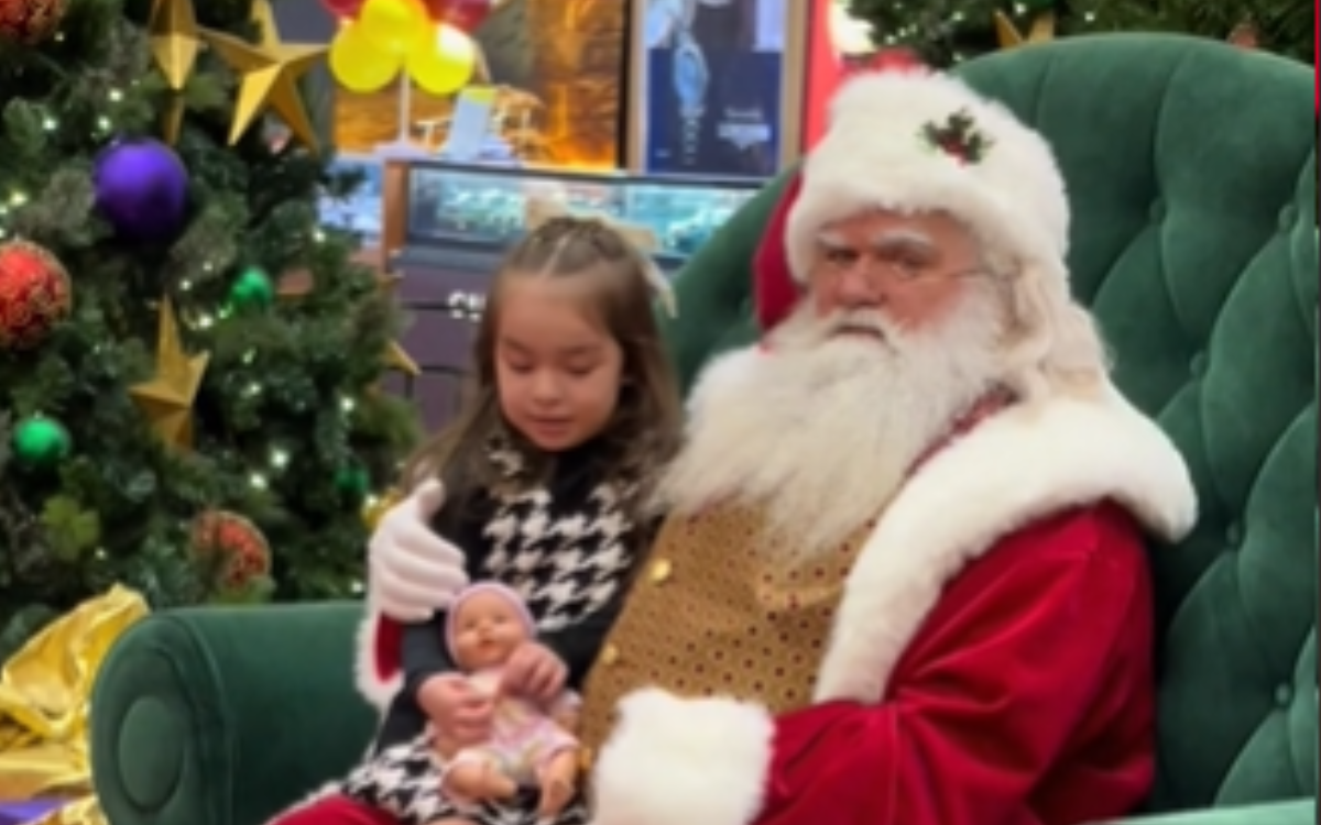 Shopping mall Santa has best reaction to girl’s huge request: “The look”