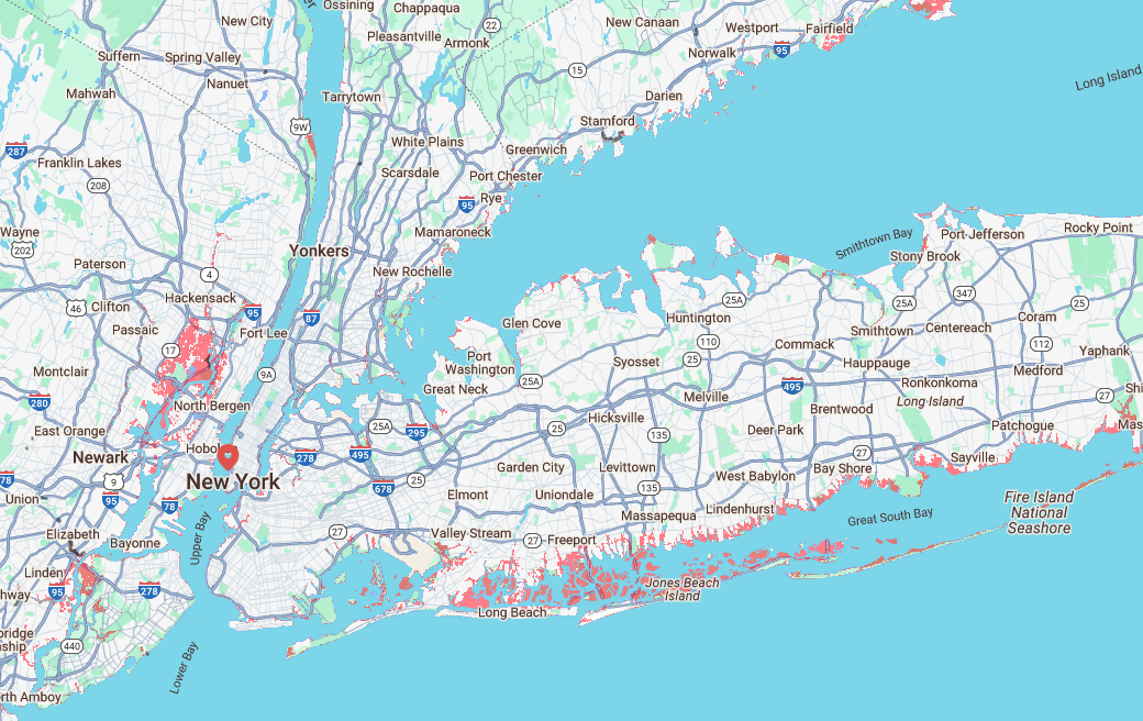 New York map reveals cities that could be underwater in 2050