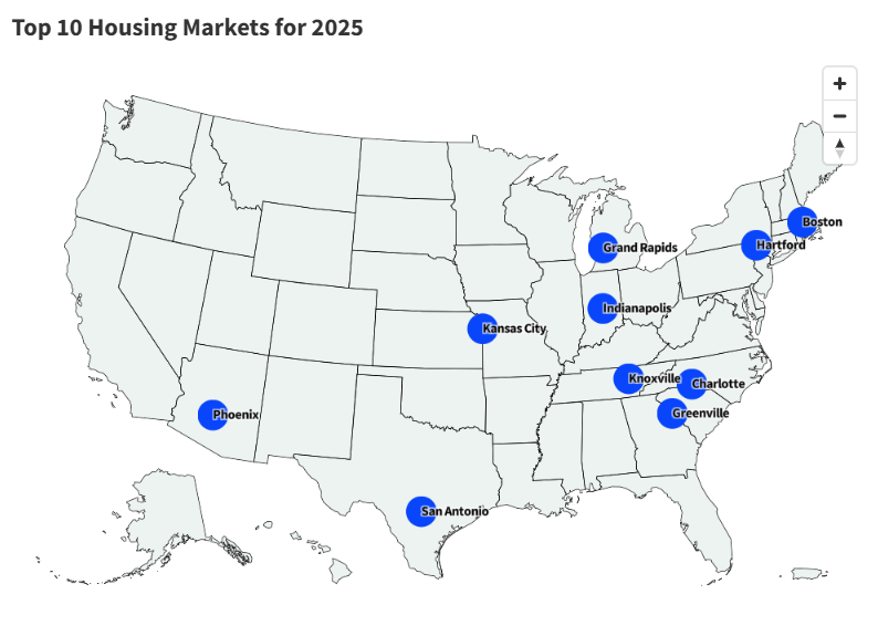 Map Shows the Top 10 Housing Markets for 2025 Newsweek