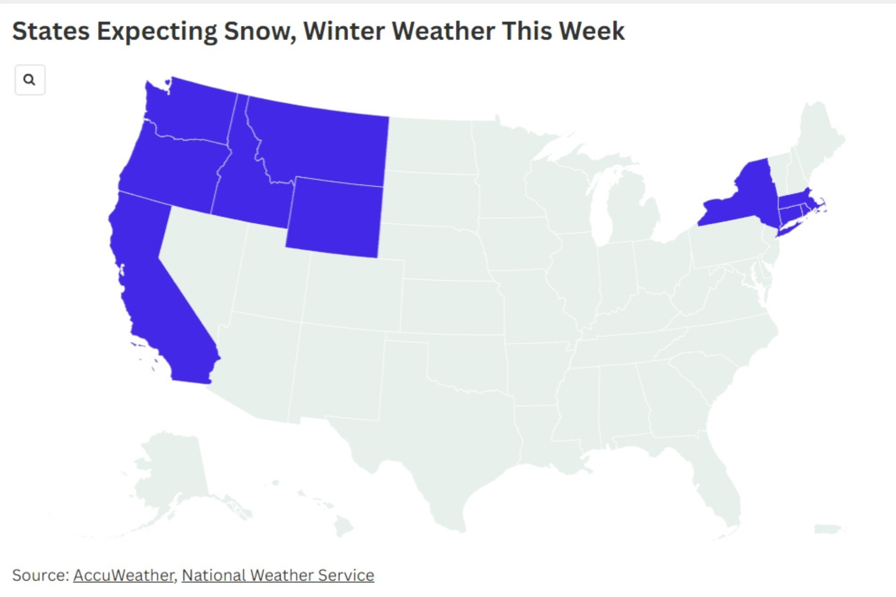 Snow map shows potential problems for early Christmas travel