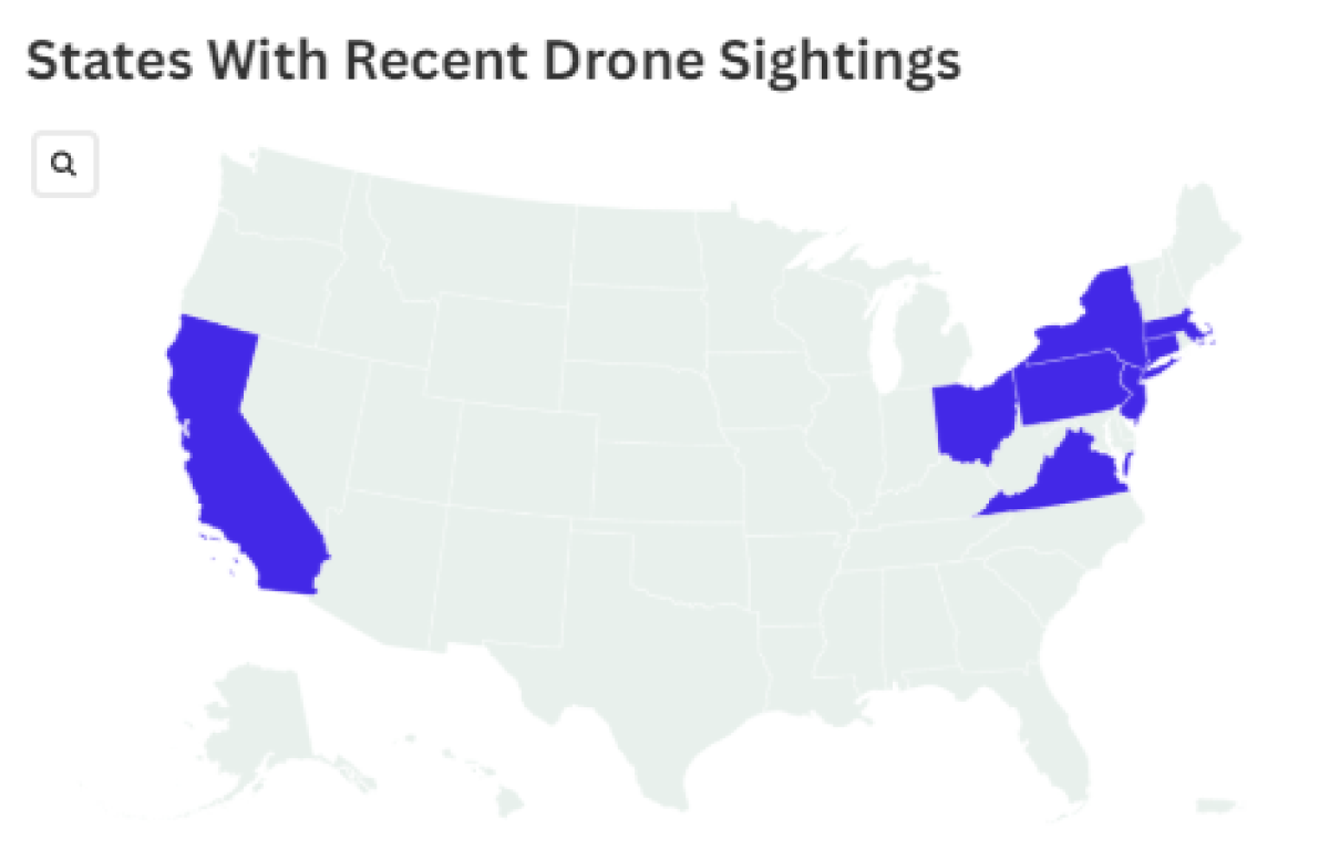 Map Shows New States With Recent Drone Sightings - Newsweek