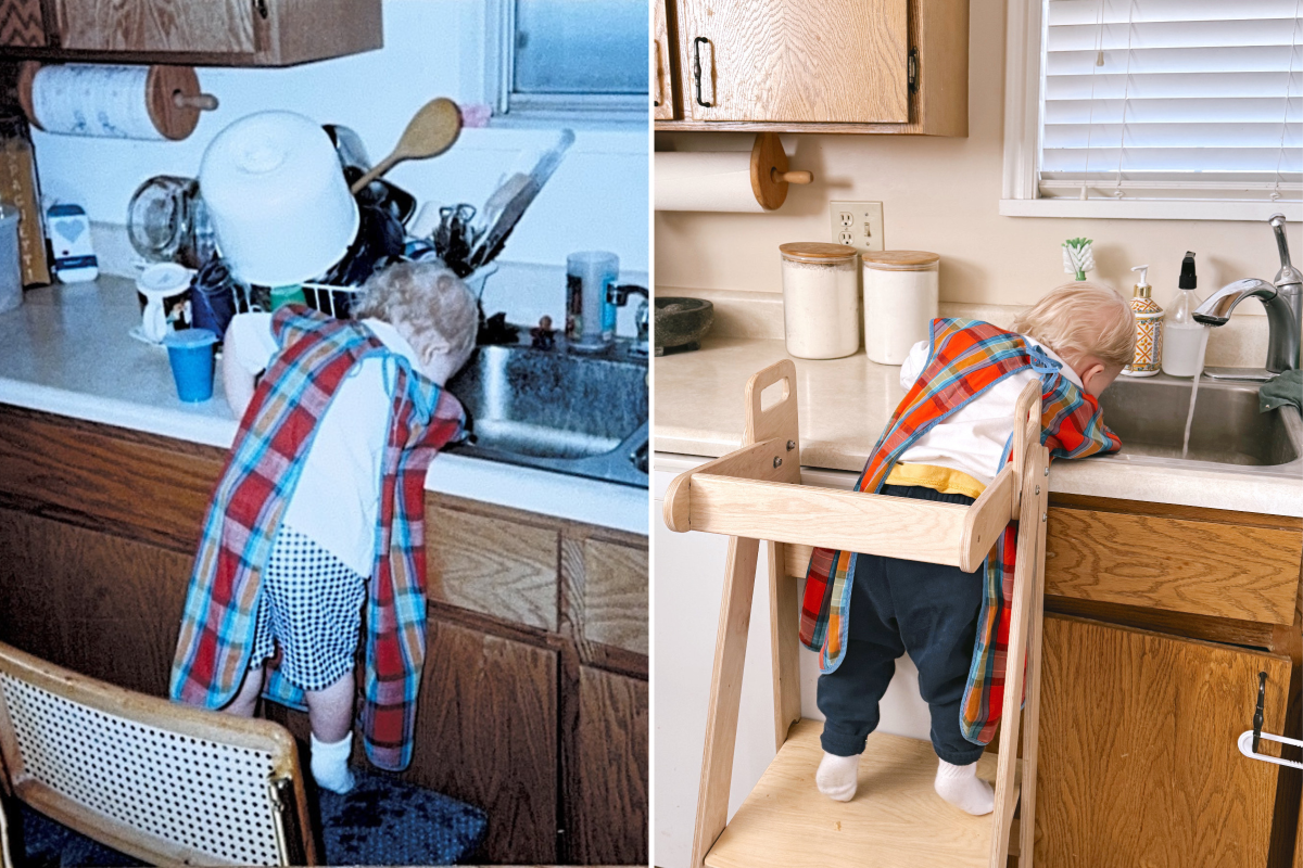 Toddler recreates childhood photo