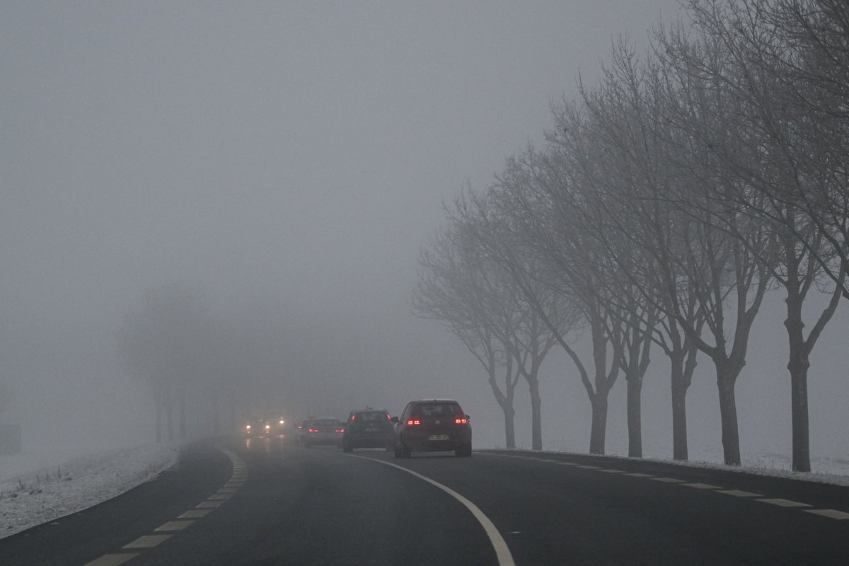 Car on foggy road