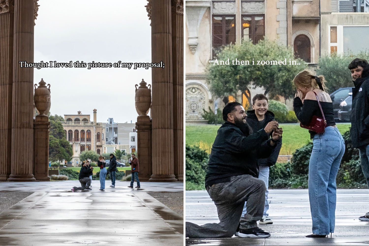 Woman Looks Back at Proposal Photos, Notices Something When She Zooms In