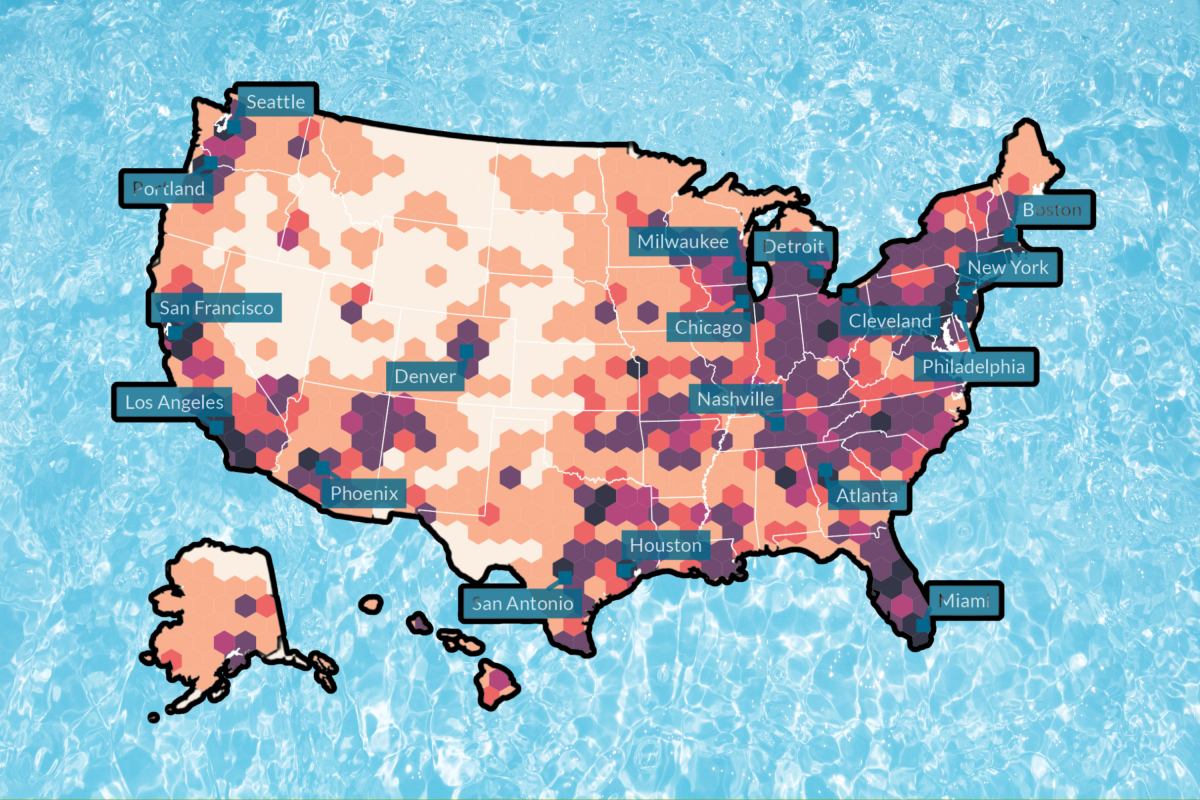 Map showing plumbing poverty with background