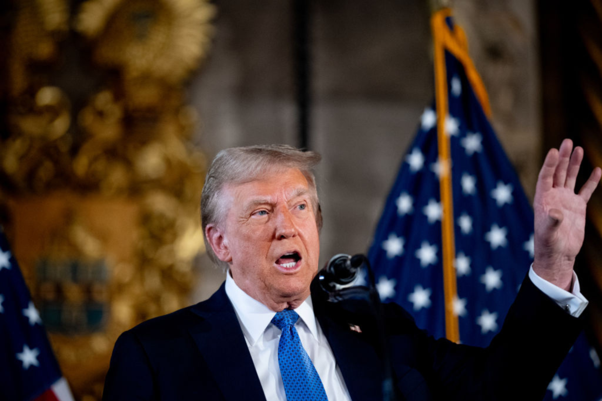 President Trump speaking to press at Mar-A-Lago.