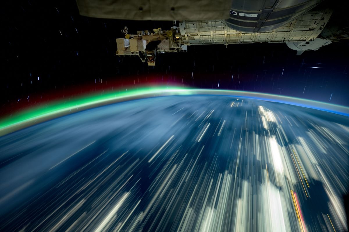 A long-exposure shot from space station