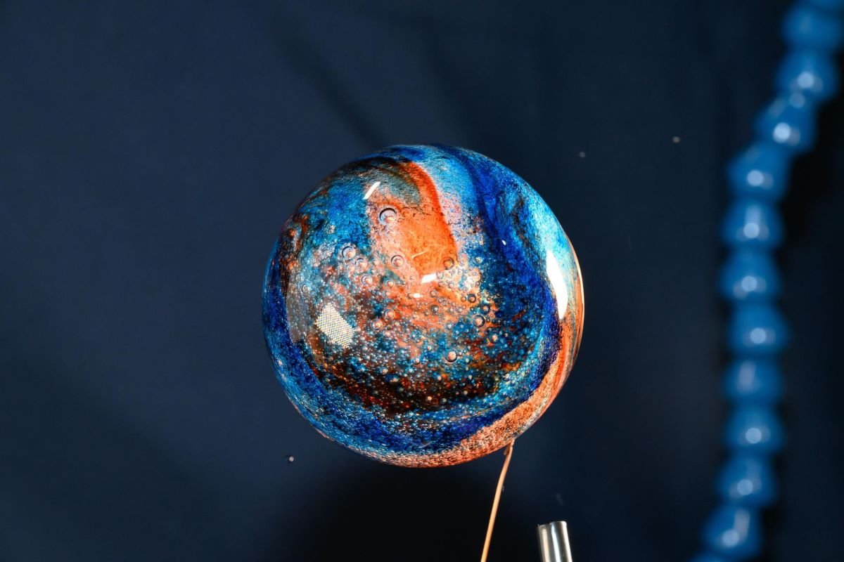 Sphere of water filled with food coloring