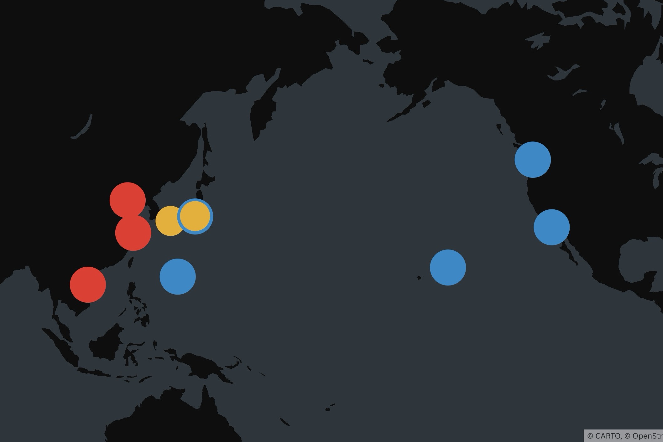 Map Shows US and Chinese Aircraft Carriers in Pacific This Week