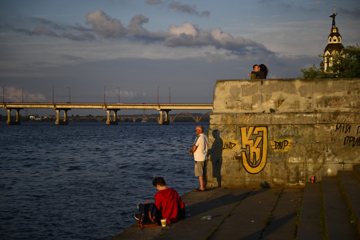 People On Embankment of the Dnieper River