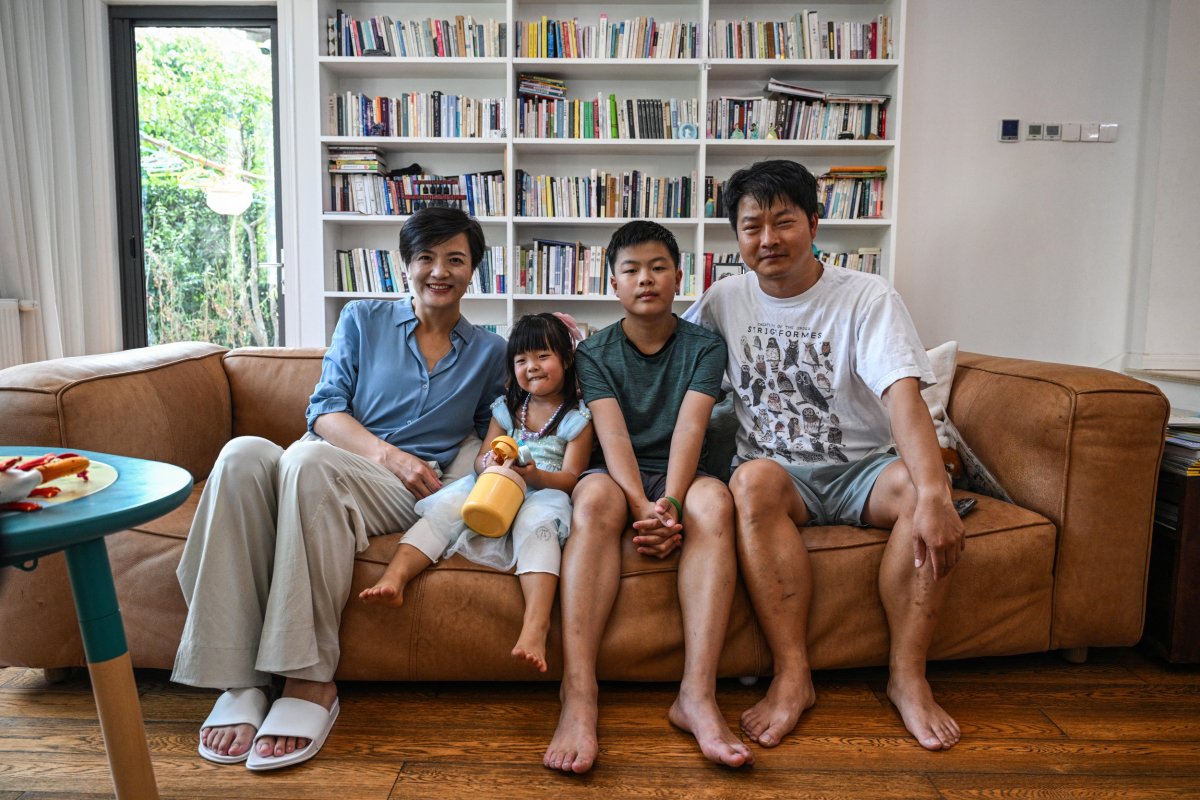 Chinese Family Poses for Photo in Shanghai