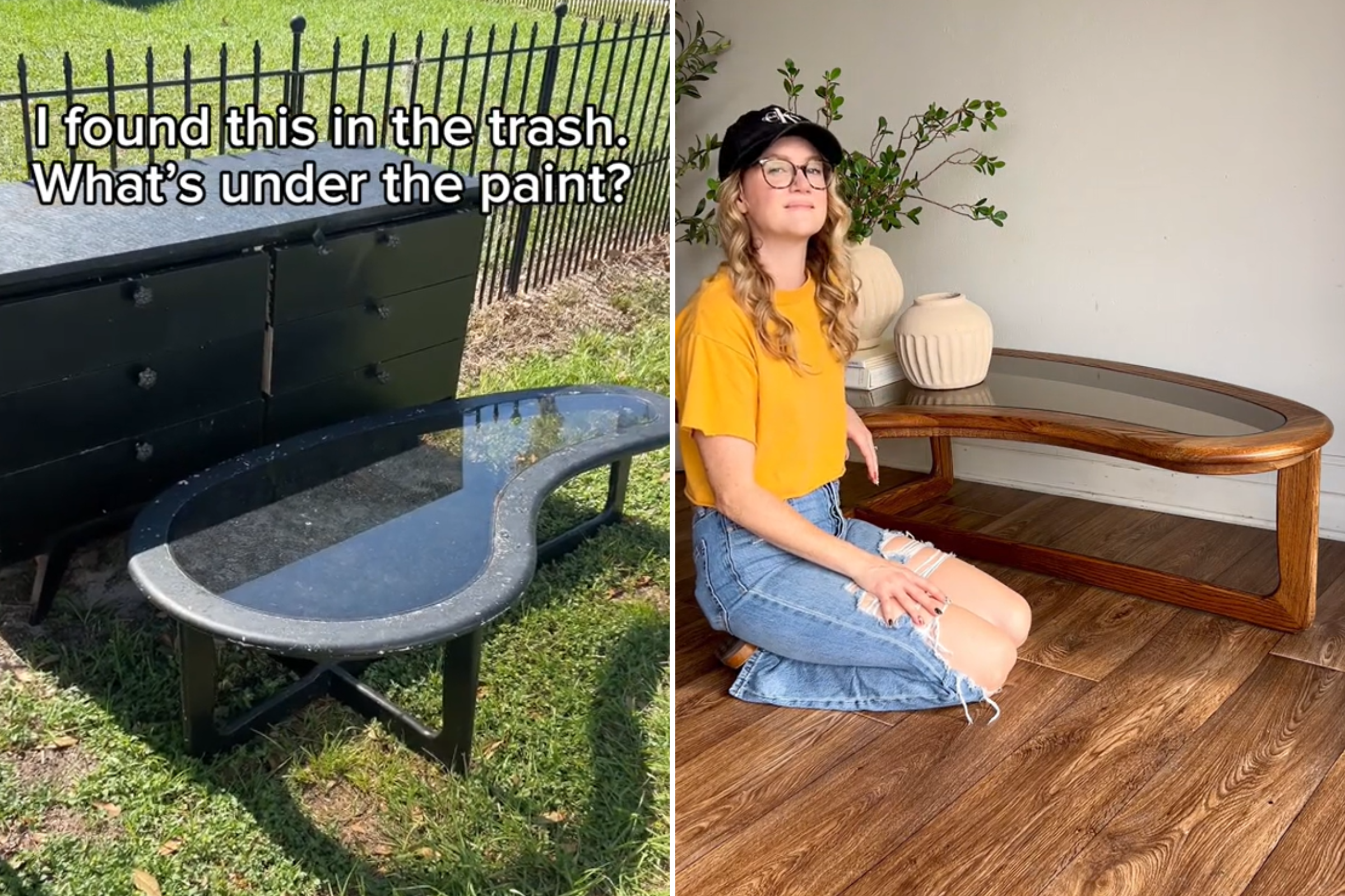 Thrifter Finds Discarded Coffee Table in Trash, She Knows What To Do Next