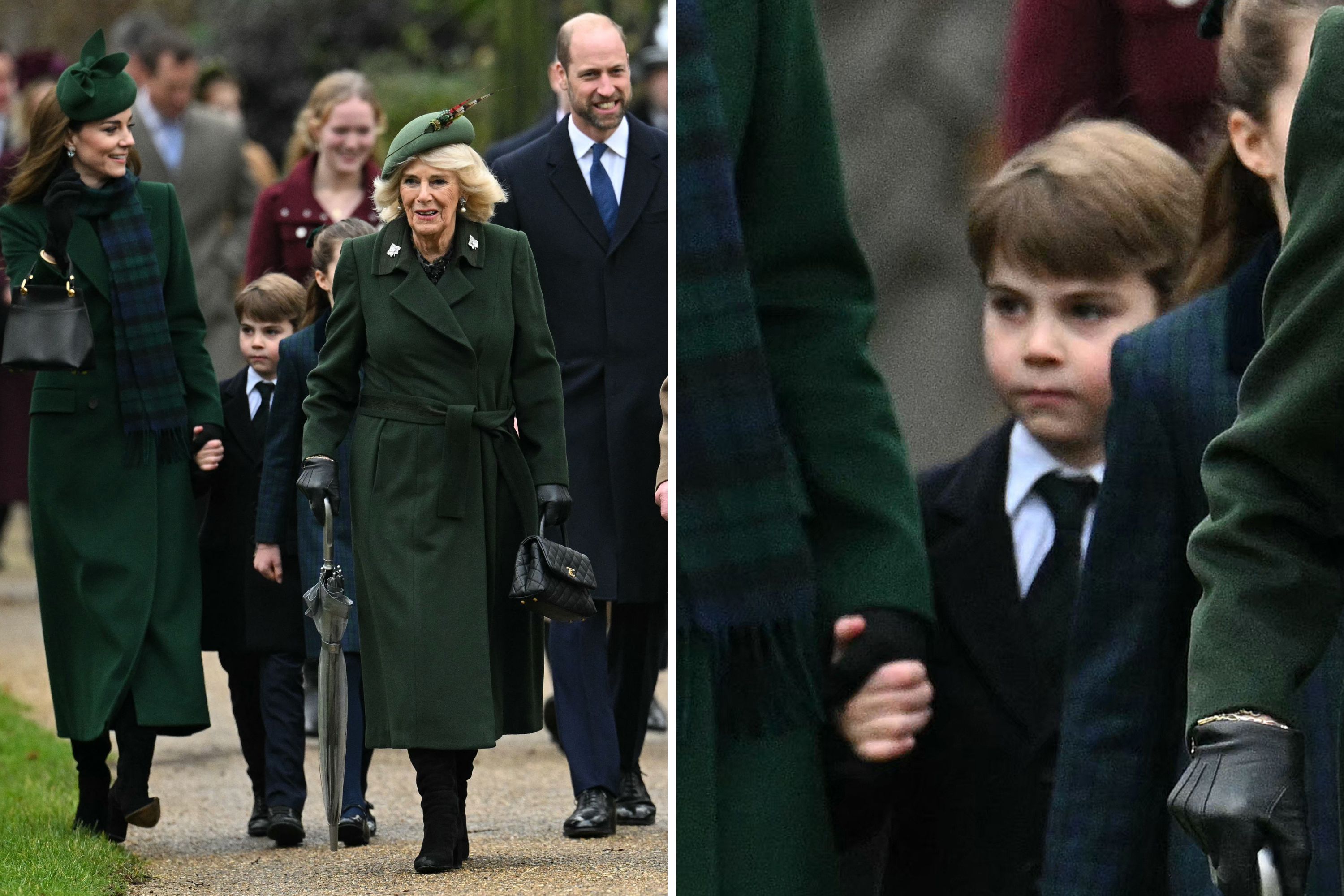 Prince Louis Arrives for Xmas Church Clutching Mom's Hand