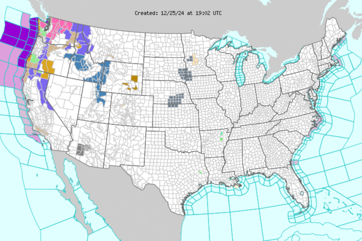 Full list atmospheric river weather warnings