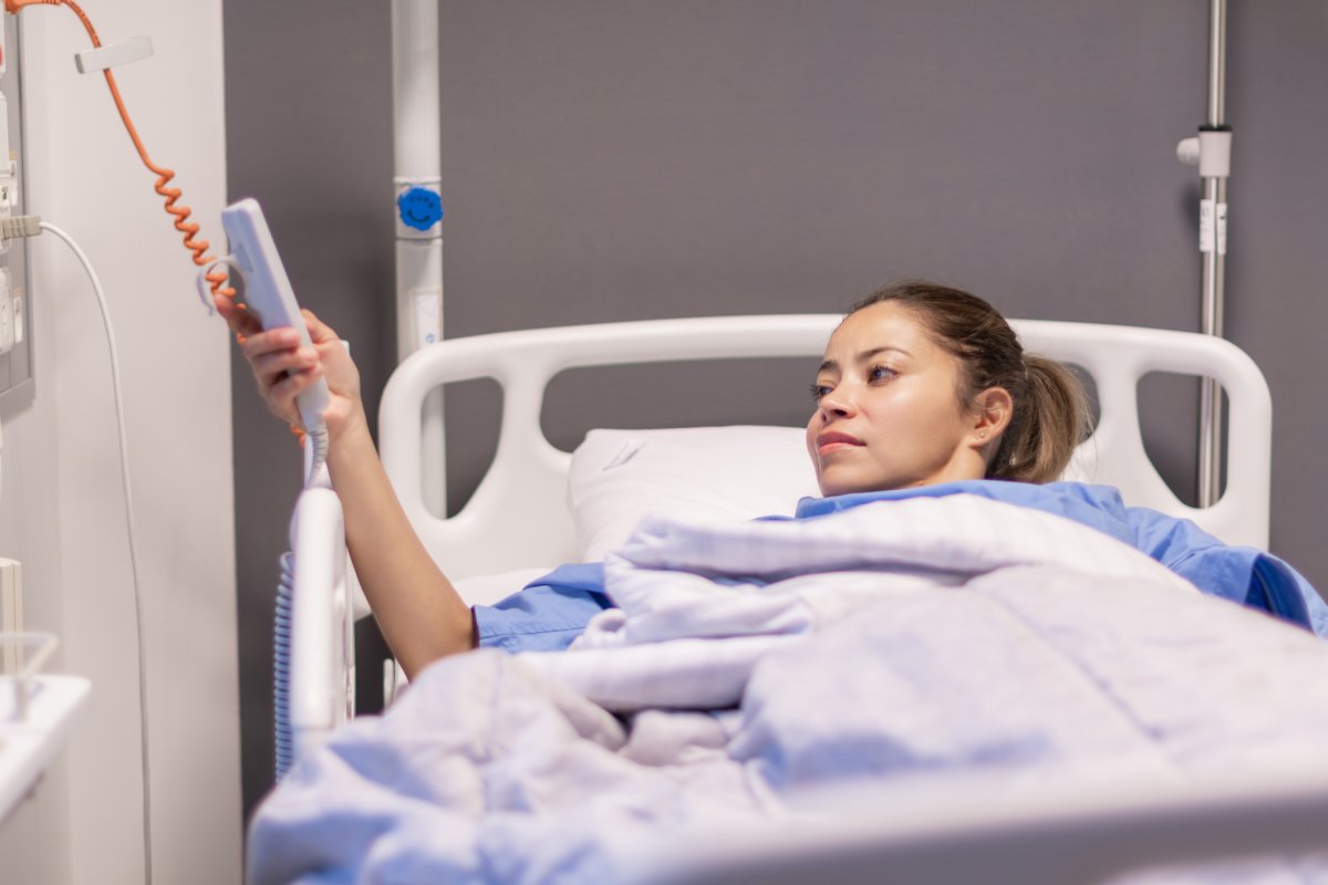 Stock image of woman in hospital.