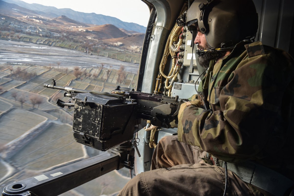 Afghanistan, Taliban, fighter, patrols, in, helicopter