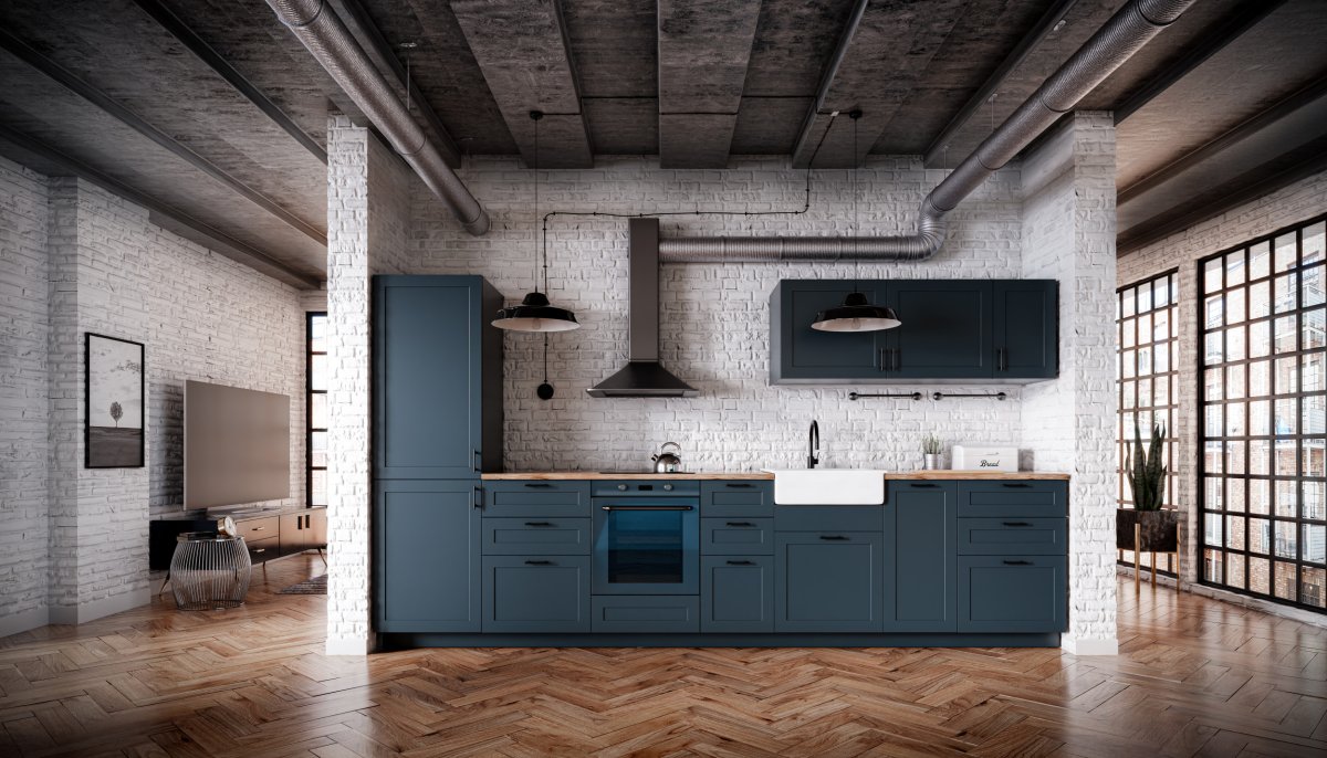 Open kitchen in loft home.