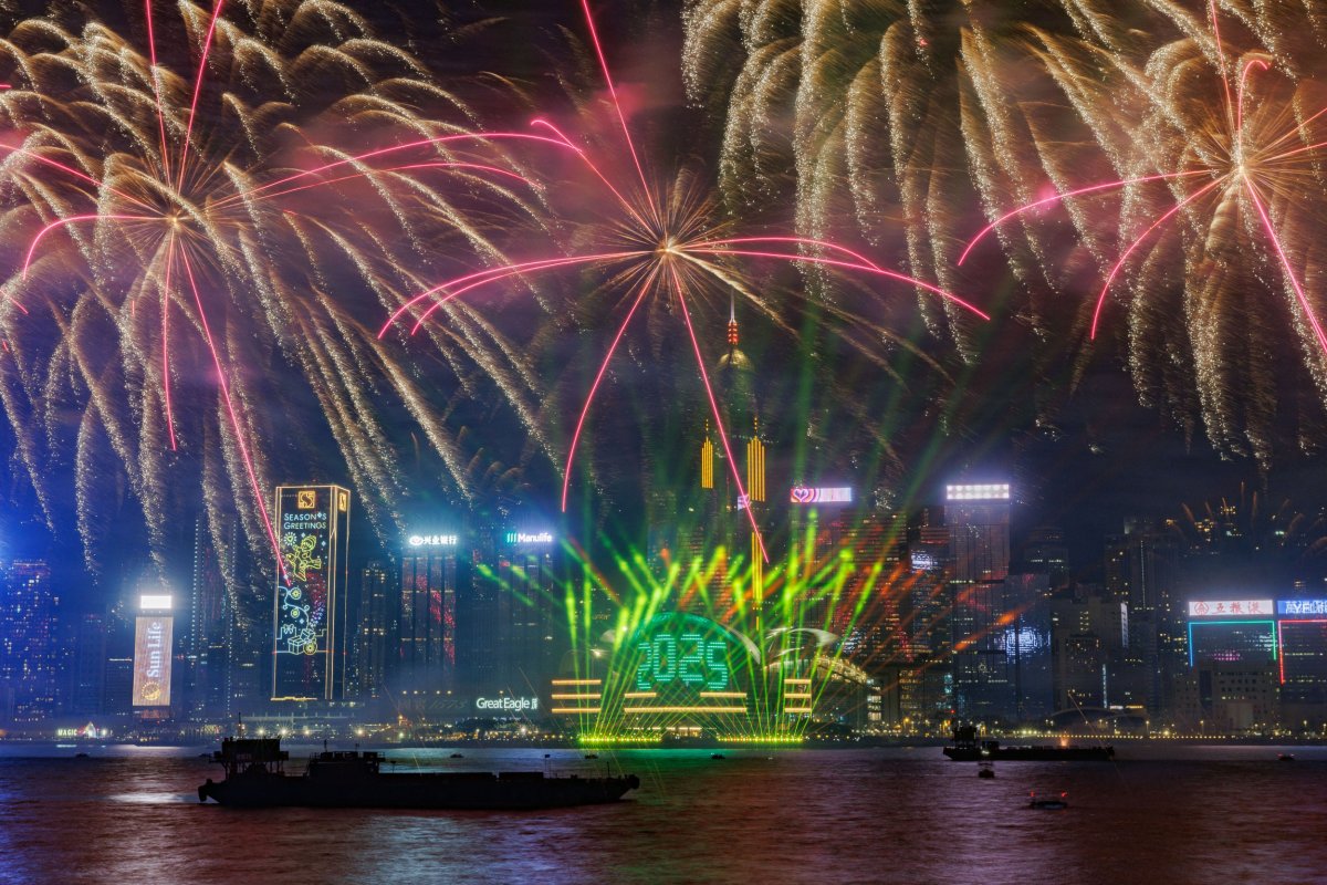 Hong Kong Fireworks Display New Year's 2025