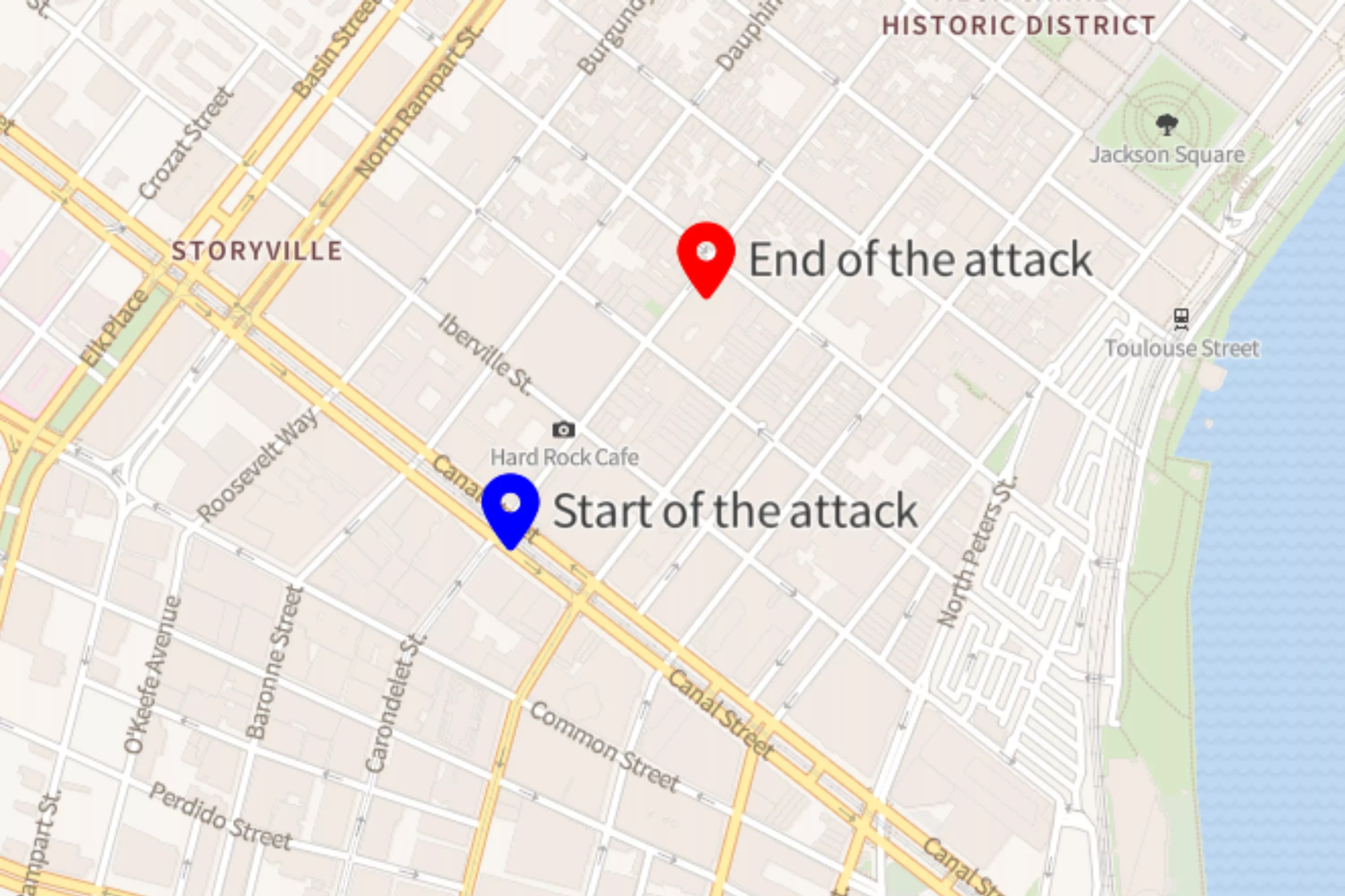 New Orleans attack location: Map shows suspect's path on Bourbon street
