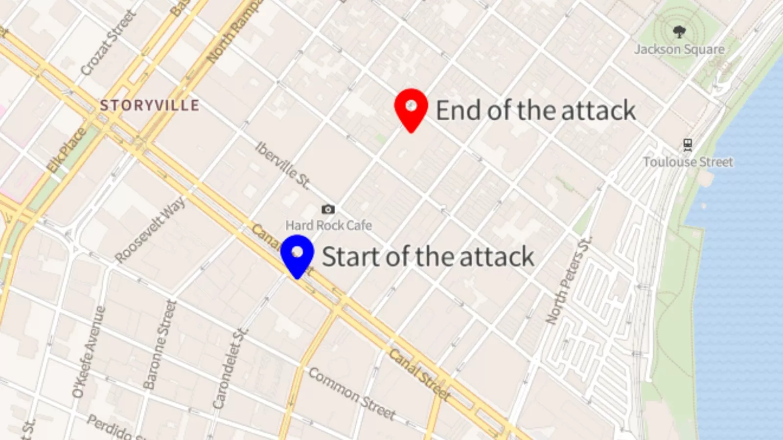 New Orleans attack location: Map shows suspect's path on Bourbon street