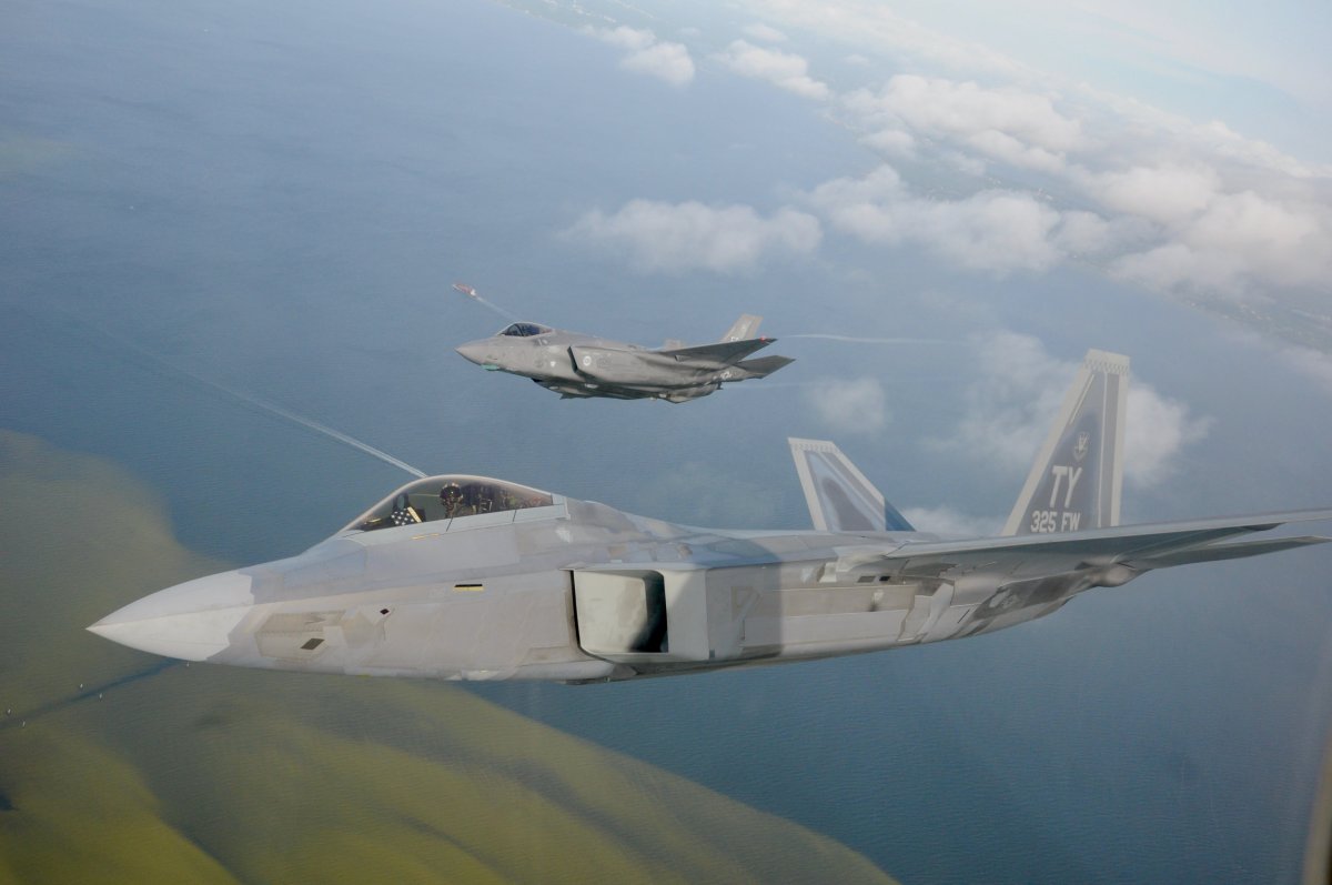 U.S. Air Force F-22 Flies with F-35