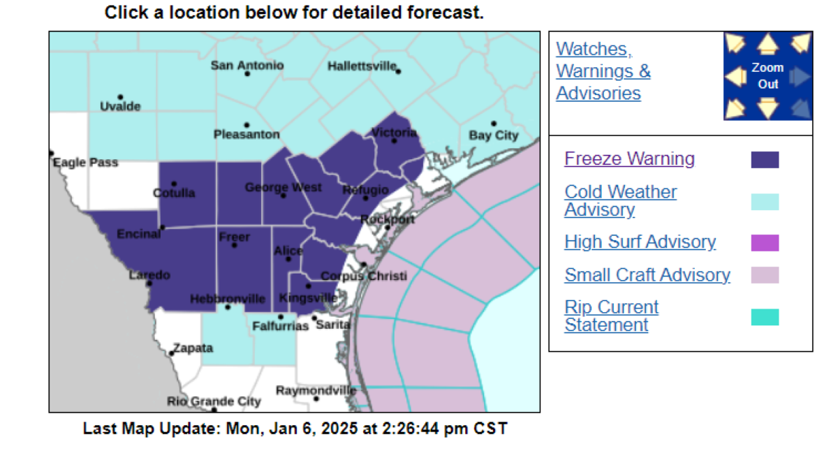 Texas freeze warning