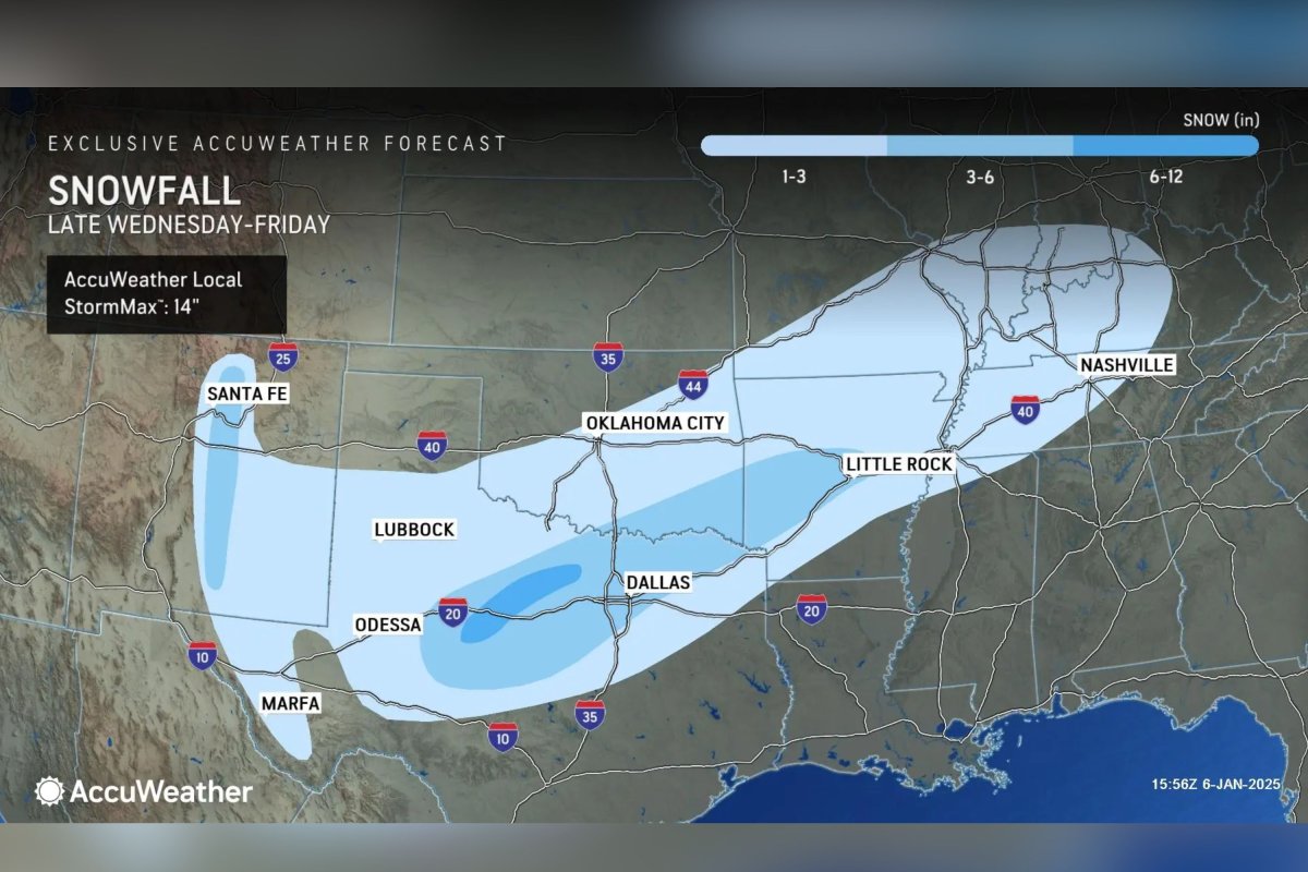 AccuWeather late-week snow forecast map