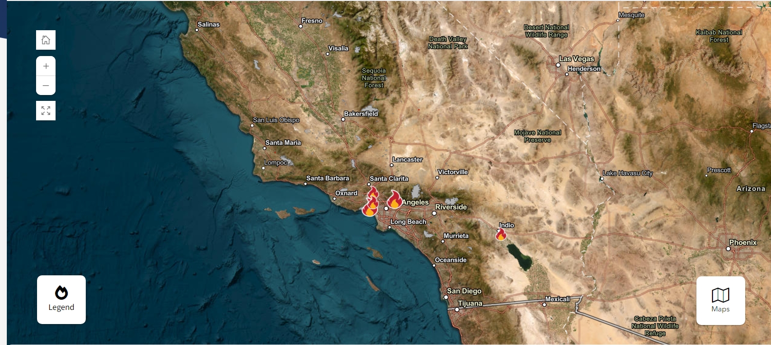 California Wildfire Map Shows Where Pacific Palisades, Eaton, Hurst